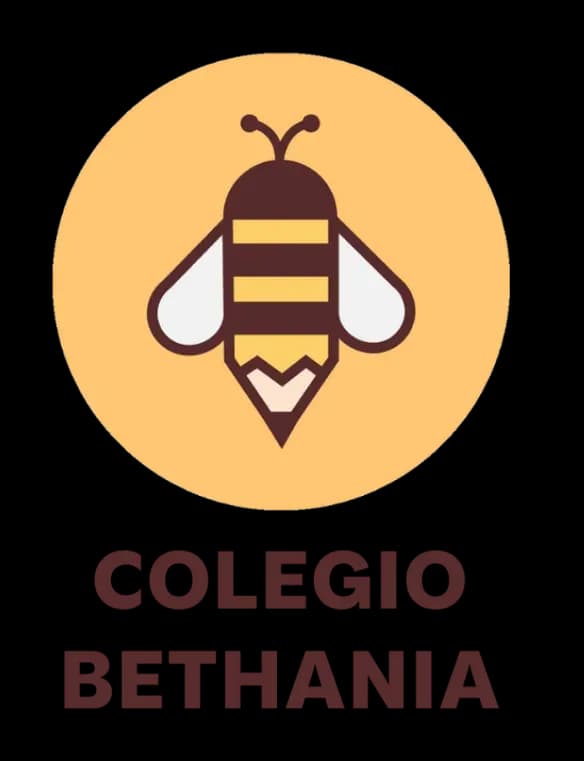 Variante circular del logotipo de Colegio Bethania sobre fondo mostaza